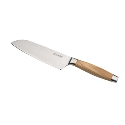 Imagen de Le Creuset Cuchillo Santoku, 18 cm, Hoja de acero damasco y 8 con borde recto, Mango Madera olivo, Inoxidable, Inox, 98000218000200