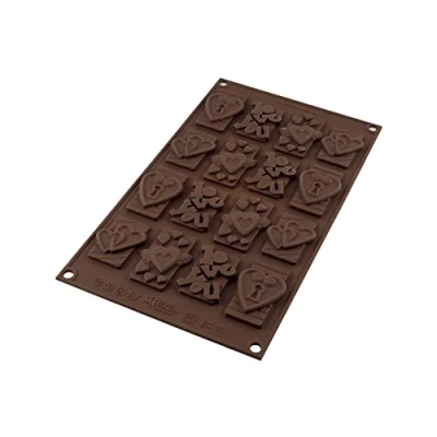 Imagen de Silikomart 26.196.77.0065 SF 196 Molde multicavité Tema Amor Silicona marrón 32,5 x 17,5 2 cm