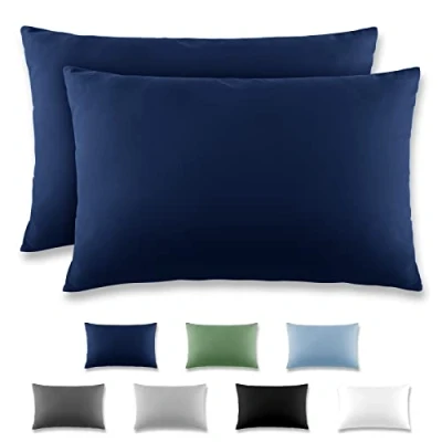 Imagen de REDKEY Funda Almohada Juego de 2 Fundas Almohadas 50x70 cm, con Solapa (sin Cremallera), Transpirable Suave Antiarrugas Microfibra Azul Oscuro