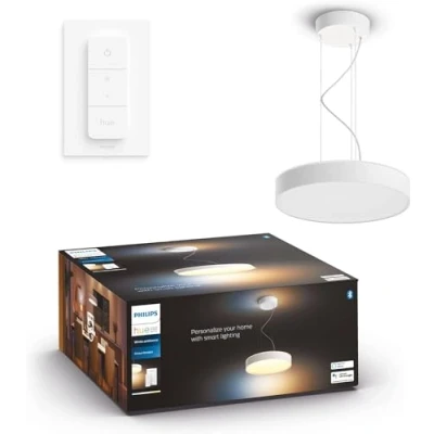 Imagen de Philips Hue Lámpara Inteligente, Enrave, Colgante LED Luz Blanca de Cálida a Fría, Compatible con Alexa y Google Home, Color Blanco