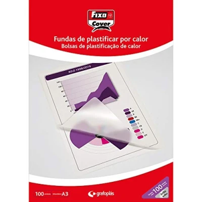 Imagen de Fixo 1023000 Caja de 100 fundas para plastificar A3, transparente, 303 x 426 mm