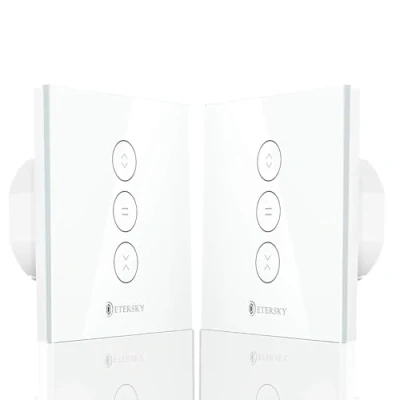 Imagen de 【LED Controlable】 Interruptor Persiana Wifi, Etersky Inteligente Control de APP y Voz Compatible con Alexa Google Home Reloj para Motor Tubular, 2 Piezas