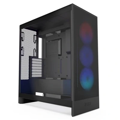 Imagen de NZXT H7 Flow RGB, 2024 Semitorre ATX Flujo de Aire con Ventiladores Admite Inferiores para gráfica, Unidad RGB Marco Simple 360 mm, Negro