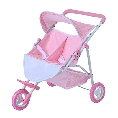 Imagen de Olivia&#039;s Little World Cochecito Silla De Paseo Doble para Muñecas Rosa OL 00012