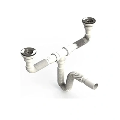 Imagen de Uzman Sable Ø80 doble sifón con manguera flexible, conexión, desagüe de vaciado, fregadero, lavabo, sitio construcción, sanitario