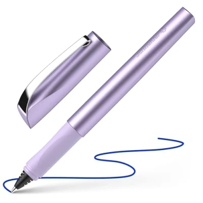 Imagen de Schneider Ceod Shiny 186256 Bolígrafo de punta redonda (para diestros y zurdos, grosor trazo M, incluye cartucho tinta azul real), color morado