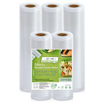 Imagen de Anysea Bolsas Vacio Alimentos Envasar Al Alimentos：Bolsas De BPA Free Rollos Envasadora Para Sous Vide Cocina y Vacío 5 Película 20x2/28x3/x300CM