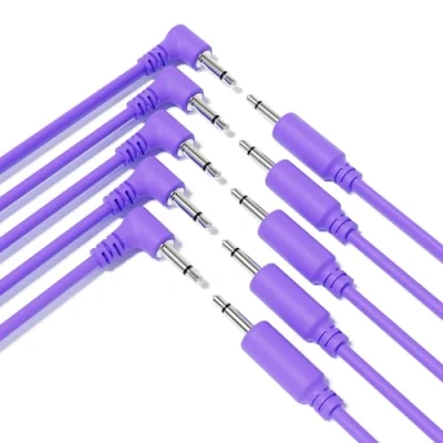 Imagen de ExcelValley 5 Pack Cables de Conexión Mono Modulares Híbridos TS 3,5mm 1/8&quot;Eurorack Sintetizador [Púrpura 10cm 4&quot;]