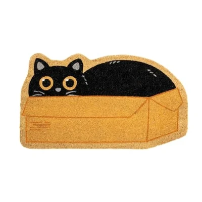 Imagen de Fisura Felpudo Exterior “Caja Gato de Coco con Base Antideslizante PVC. Forma Original. Gato. Pintado a Mano. Medidas : 70 cm x 40