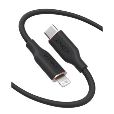 Imagen de Anker cable iphone, PowerLine III Flow, iPhone carga rapida de 180cm, compatible con 13/13 Pro Max/12/11 Pro/X/XS/XR/8 Plus, AirPods Pro, Certificado MFi, silicona(Negro)