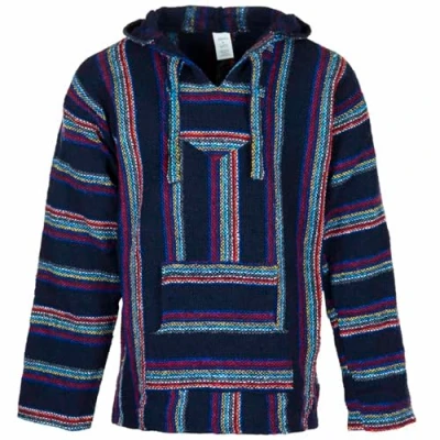 Imagen de Siesta Baja Sudadera con Capucha Mexicana Hippie Festival Jumper para Hombre y Mujer (Azul Profundo, M)