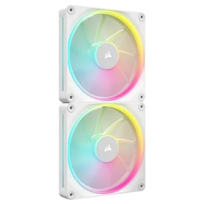 Imagen de CORSAIR iCUE Link LX140 RGB 140 mm PWM Ventiladores Paquete Doble Lazos de Luz Duales Incluye Hub Sistema Tecnología AirGuide Blanco