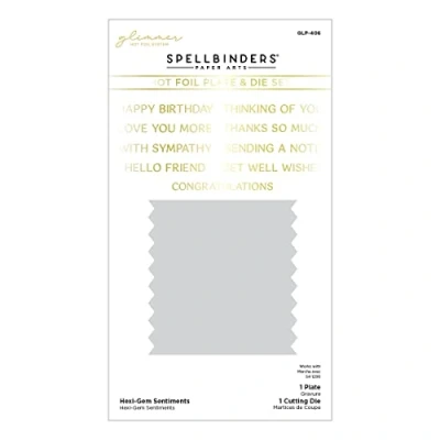 Imagen de Spellbinders Hexi Gem Sentiments Glimmer Placa de aluminio caliente, metal