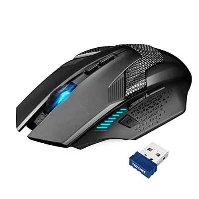 Imagen de TECKNET Ratón Gaming Inalámbrico 2.4G Óptico Mouse Profesional para Gaming, con Receptor, 8 Botones, 4800DPI, 5 dpi Ajustables LED