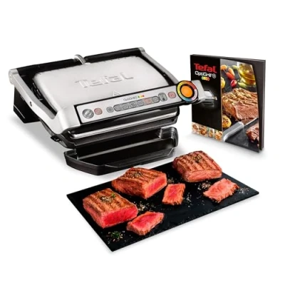 Imagen de Grill Tefal GC712D OptiGrill, 2000 W, 7 Modos Cocción, Indicadores Luminosos, Bandeja Recogegrasa, Acero Inoxidable