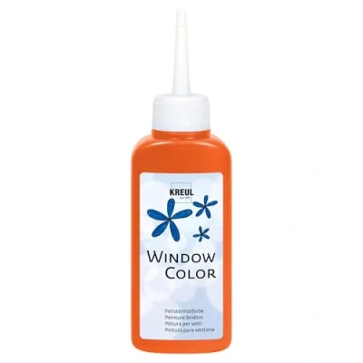 Imagen de KREUL 42731 Window Colour naranja 80 ml, pintura al agua para ventanas, con superficie texturada, cristales, espejos, azulejos y otras superficies lisas
