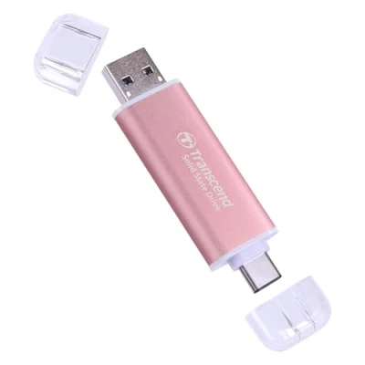 Imagen de Transcend SSD Portátil ESD310P 2TB, 10 Gbit/s, Type A/Type C Compatible con PS4/PS5 TS2TESD310P, Rosa