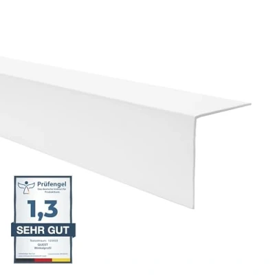 Imagen de Quest Protector de bordes PVC, sin cinta adhesiva, borde y protección esquinas, perfil angular, 50 x mm, 200 cm, color blanco