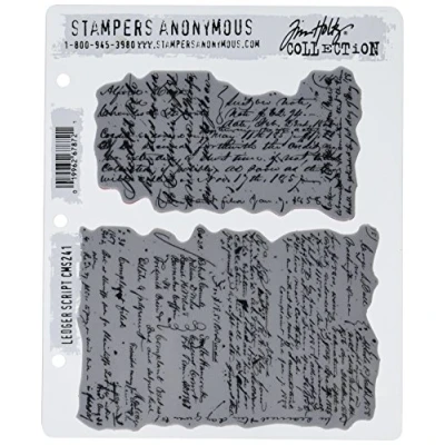 Imagen de Tim Holtz Cling Stamps 7&quot;X8.5&quot; Ledger Script