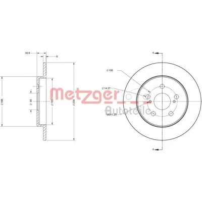 Imagen de METZGER 6110617 Disco de freno Eje trasero 259 9 5 100 macizo barnizado, Lijado en cruz TOYOTA: Prius III Hatchback, Plus, Verso S