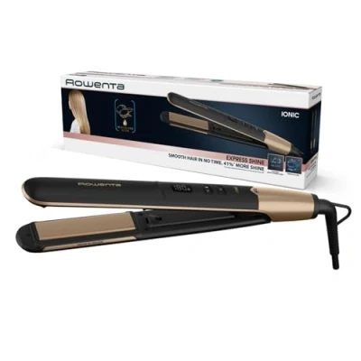 Imagen de Rowenta Express Shine Aceite Argán SF4630 Plancha pelo con revestimiento cerámico, 8 temperaturas, rendimiento alisado eficiente, placas extralargas, calentamiento rápido, sistema de bloqueo