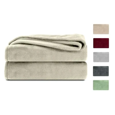 Imagen de Komfortec Manta mullida, de Forro Polar, Certificado Öko Tex, Muy Suave, 150 x 200 cm, 260 g/m², Color Crudo