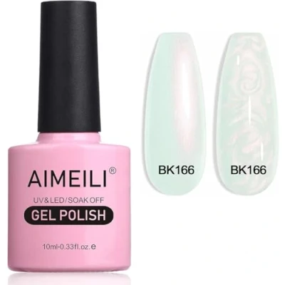 Imagen de AIMEILI Gel de concha perla Esmalte uñas Brillo dibujo sirena Semipermanente Soak Off UV LED Polish Aqua (166) 10ml