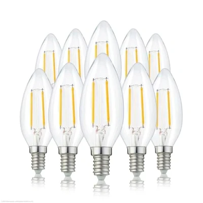 Imagen de hellum 207101 bombilla led (E14, 3 unidades, 2,5 W, filamento LED, 250 lúmenes, casquillo E14, sustituye a de 25 C35, 2700 K, luz blanca cálida)