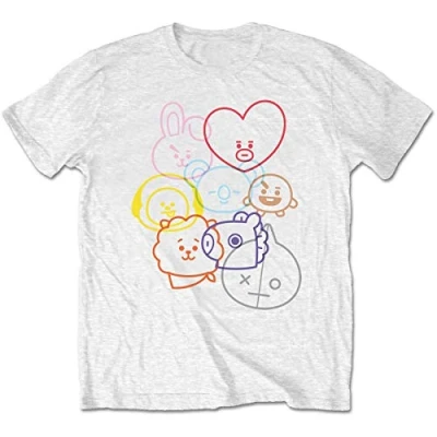 Imagen de BT21 Oficial T Shirt BTS Faces K Pop Koya Shooky Mang Chimmy Unisex Size L