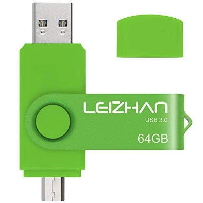 Imagen de LEIZHAN Memoria USB 3.0 64GB,Pendrive OTG 2 in 1 Flash Stick para Samsung Huawei Android PC Tableta Mac 64GB（Verde
