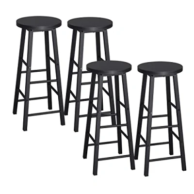 Imagen de WOLTU 4X Taburete de Bar Muebles Cocina Silla Comedor Alto para Salon Estructura Metal, MDF Negro BH130sz 4