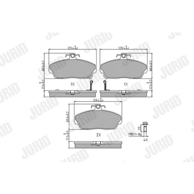 Imagen de JURID 571438J Juego de pastillas freno con avisador acústico desgaste accesorios HONDA: CIVIC 6 Hatchback, 7 Hatchback