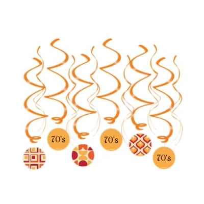 Imagen de PD Party 7024128 Colgado Remolino Decoración Hanging Swirls Fiesta Celebración 70&#039;s, Multicolor, 70cm Longitud x 14cm Ancho 0.1cm Altura