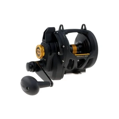 Imagen de PENN Squall® Carrete de Pesca con Palanca Arrastre 2 velocidades, carretes convencionales, en mar Alta mar, Barco Agua Salada o Kayak, Unisex, Negro Dorado, 16 Mano