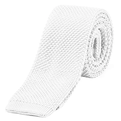 Imagen de DonDon corbata de punto estrecha color blanco 5cm