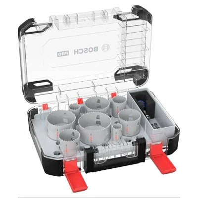 Imagen de Bosch 11x Set de sierra corona PRO Multi Material Power Change Plus Estuche transparente (para Madera blanda, Cartón yeso, Ø 25, 32, 40, 54, 60, 68, 76, 86 mm, Professional Accesorios Taladro)