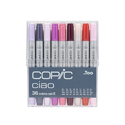 Imagen de COPIC Ciao Set «36 Colors E», 36 piezas en expositor acrílico, Rotulador doble con punta mediana y de pincel
