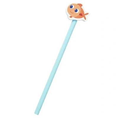 Imagen de Draeger Lápiz de papel con goma borrar pescado azul cielo Fácil agarre Regalo ideal para niños a partir 3 años