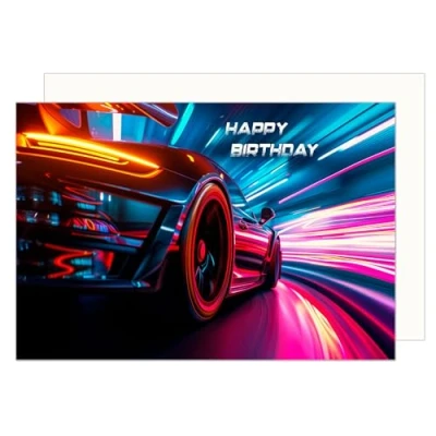 Imagen de Edition Seidel tarjeta de cumpleaños premium con sobre, felicitación, cumpleaños, para hombre y mujer, coche carreras, coc