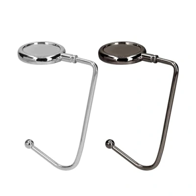 Imagen de kwmobile 2X Gancho de Bolso para Mesa Colgadores portátiles Escritorio Soportes Colgar Abrigo Paraguas Negro/Plata
