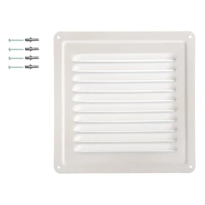 Imagen de Rejilla de Ventilación Fabricada en Acero Galvanizado con Recubrimiento Polvo Color Blanco RAL 9016, Salida Aire para Exteriores/Interiores, Difusor Metal. (18 x 18 cm)