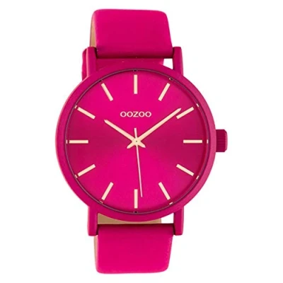 Imagen de Oozoo Reloj de mujer con Correa piel, 42 mm, colores Unicolor rosa C10448, Fucsia fucsia, oro rosa, groß,