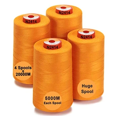 Imagen de New brothread 28 Opciones 4 Bobinas Grandes de 5000M hilo coser poliéster todo propósito 40S/2 (Tex27) para coser, acolchar, patchwork, remalladora y overlock Pumpkin