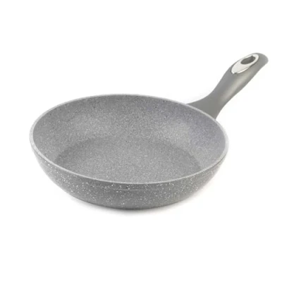 Imagen de Salter BW02763 Sartén antiadherente de la colección Marblestone, 24cm, apta para lavavajillas, y placas inducción con mango baquelita suave, libre PFOA, freír pescado, carne verduras