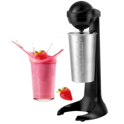 Imagen de Batidora Retro,Espumador De Leche 100 W, Taza Acero Inoxidable 500 Ml, 2 Configuraciones Velocidad, Batidos Proteínas, Leche, Mezcla Tortillas, Cócteles black