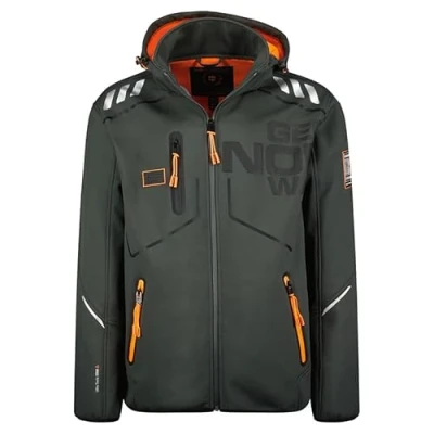 Imagen de Geographical Norway Robin Men Chaqueta Softshell Hombre Impermeable Con Capucha Abrigo Para Hombres Outdoor Cortavientos Resistente Senderismo Esquí Otoño Invierno Primavera (Gris Oscuro M)
