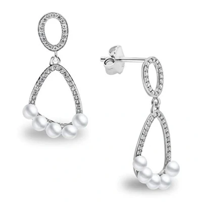 Imagen de Pendientes de Mujer Perlas Cultivadas Agua Dulce tipo Botón 3,5 4 mm Secret &amp; You Plata Ley 925 bañada en Rodio con Tuercas Grandes Calidad.