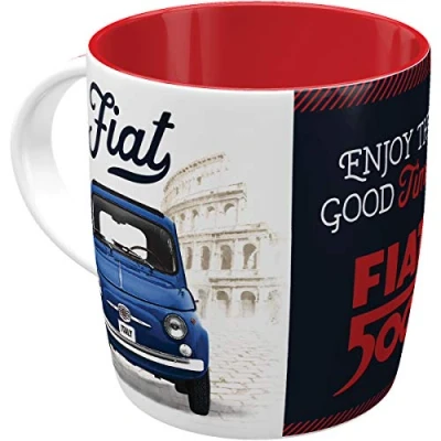 Imagen de Nostalgic Art Taza de café retro, Fiat Good things Idea regalo para los aficionados a coches, cerámica, Diseño vintage, 330 ml