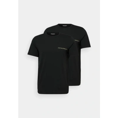 Imagen de Emporio Armani Underwear 2 Pack T Shirt Crew Neck Logo Camiseta, Black/Black, M Hombres