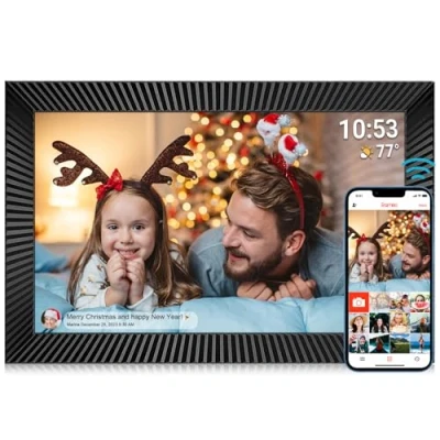 Imagen de marco de fotos digital 10,1 pulgadas con memoria interna 32 G, Smart WiFi, 1280 x 800 IPS, pantalla táctil, sensor movimiento, rotación automática, compartir y